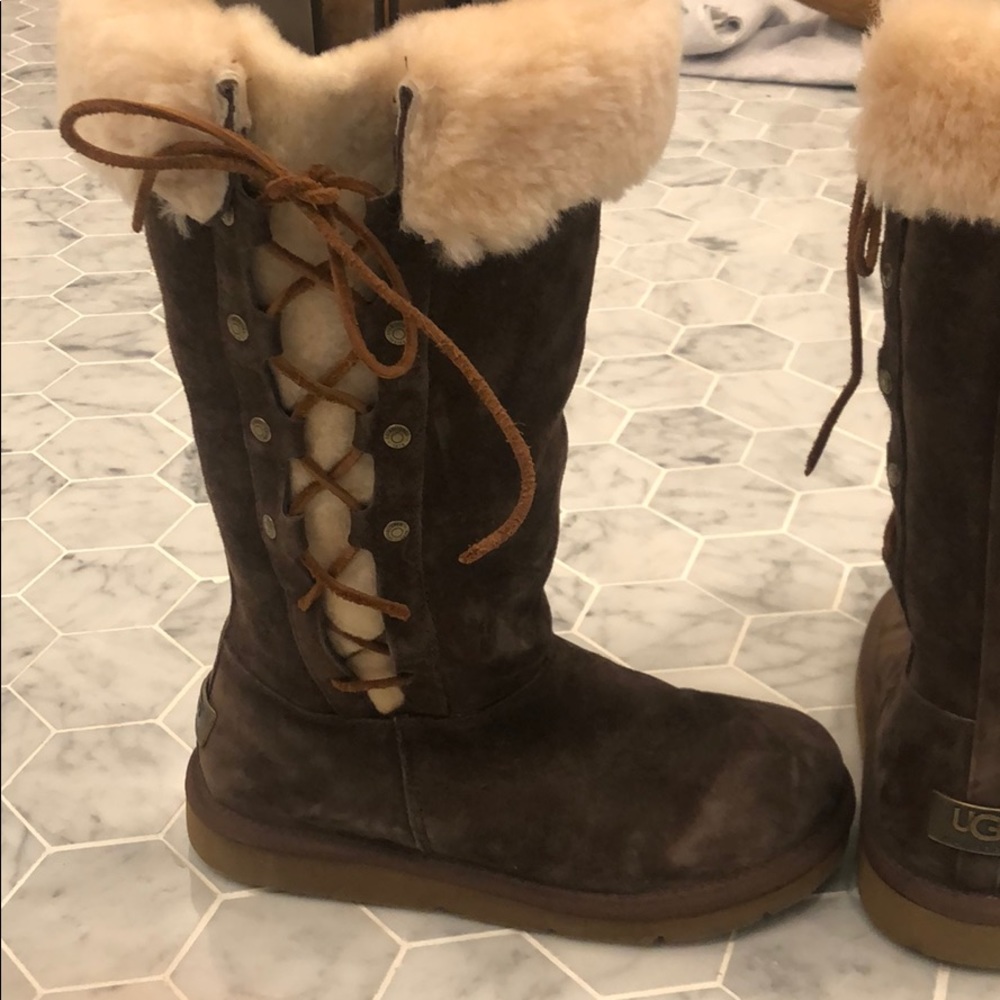 Uggs lace up brown boots